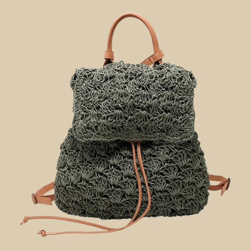 Straw Backpack for Women, Lightweight Summer Travel Bag in Beige, styled as a SheSelects summer accessory