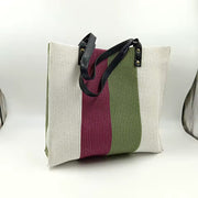 Straw Beach Bag for Women, Lightweight Summer Vacation Purse in Purple, styled as a SheSelects summer accessory