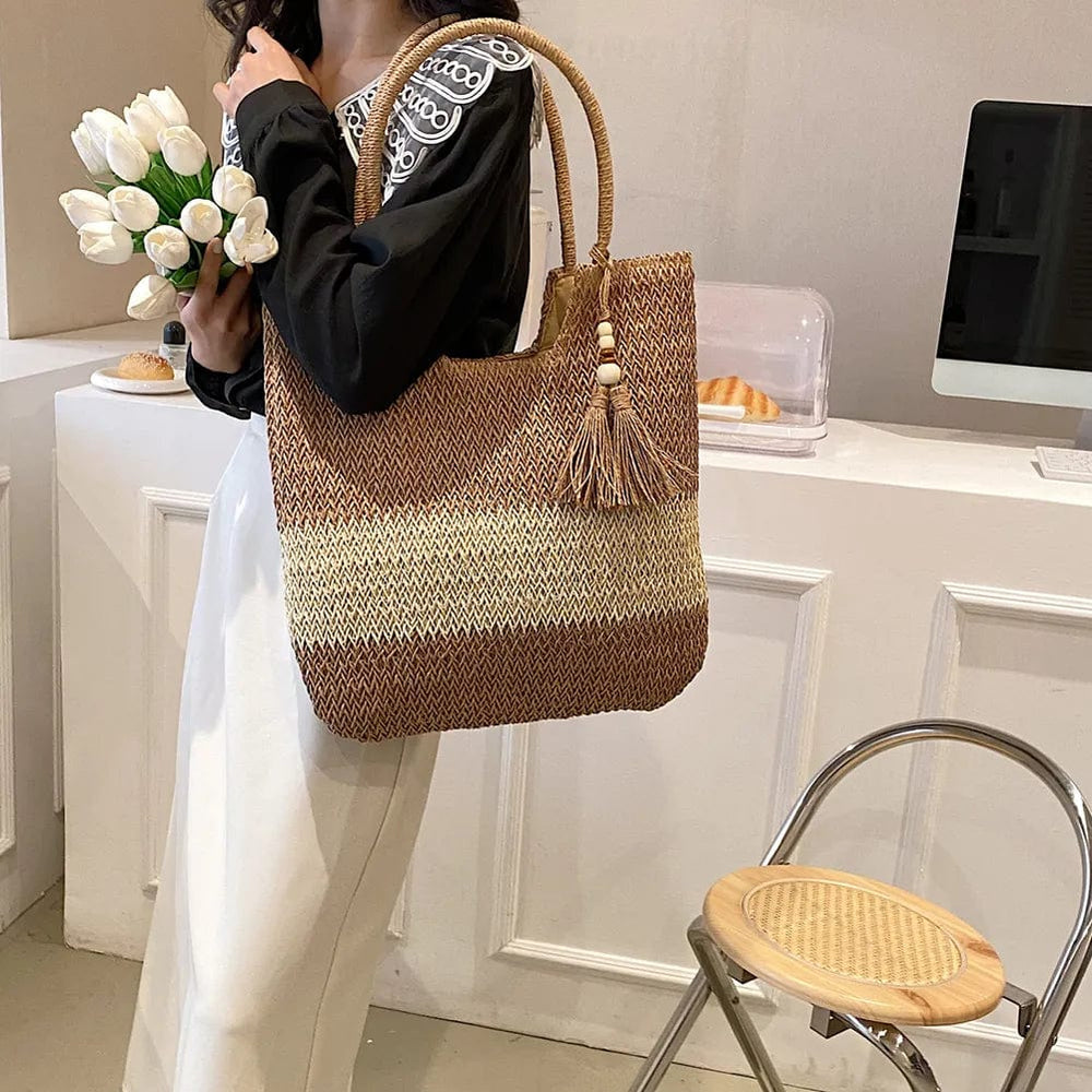 Straw Beach Bag for Women, Lightweight Summer Vacation Purse