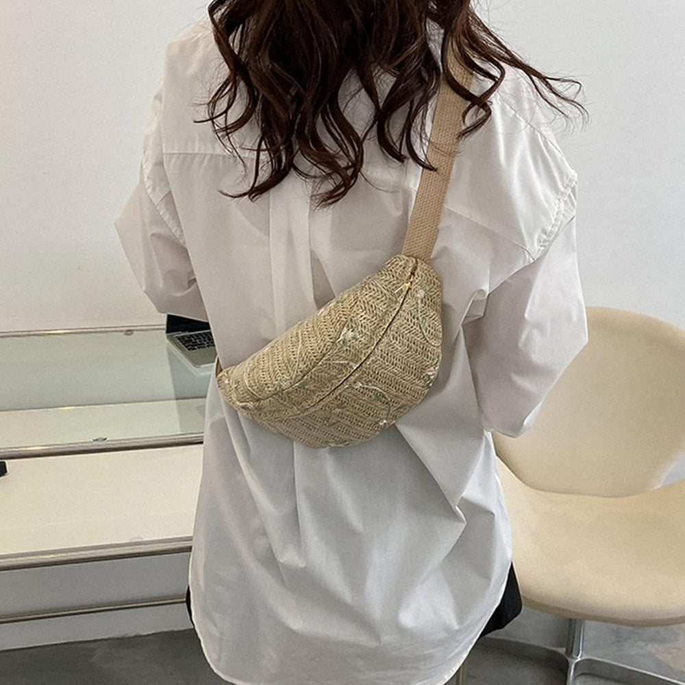 Straw Belt Bag for Women, Hands Free Summer Festival Bag