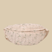 Straw Belt Bag for Women, Hands Free Summer Festival Bag in White, styled as a SheSelects summer accessory