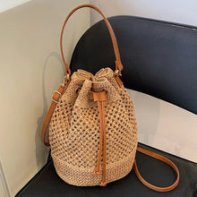 Straw Bucket Bag for Women, Boho Summer Vacation Purse