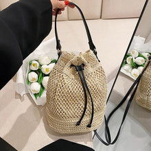 Straw Bucket Bag for Women, Boho Summer Vacation Purse