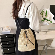 Straw Bucket Bag for Women, Boho Summer Vacation Purse