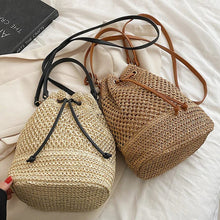Straw Bucket Bag for Women, Boho Summer Vacation Purse