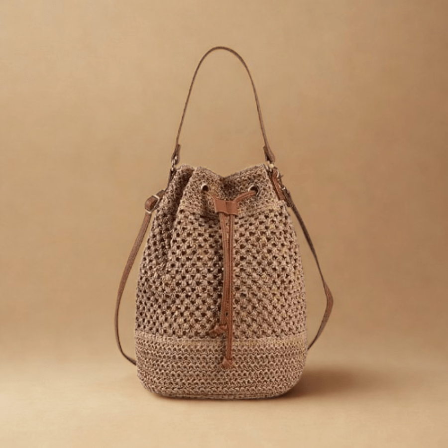 Straw Bucket Bag for Women, Boho Summer Vacation Purse