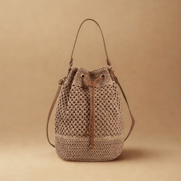 Straw Bucket Bag for Women, Boho Summer Vacation Purse