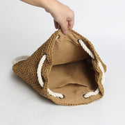 Straw Bucket Bag for Women, Boho Summer Vacation Purse in Black, styled as a SheSelects summer accessory