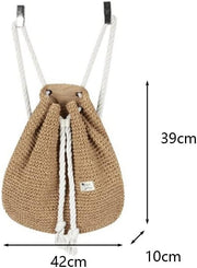 Straw Bucket Bag for Women, Boho Summer Vacation Purse in Black, styled as a SheSelects summer accessory