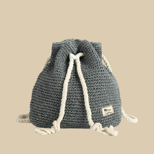 Straw Bucket Bag for Women, Boho Summer Vacation Purse in Black, styled as a SheSelects summer accessory