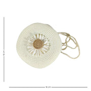 Straw Round Bag for Women, Boho Summer Crossbody Purse in White, styled as a SheSelects summer accessory