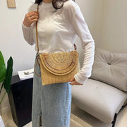 Straw Clutch Bag for Women, Summer Wedding and Bridesmaid Purse in Hot Pink, styled as a SheSelects summer accessory