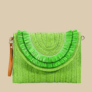 Straw Clutch Bag for Women, Summer Wedding and Bridesmaid Purse in Hot Pink, styled as a SheSelects summer accessory
