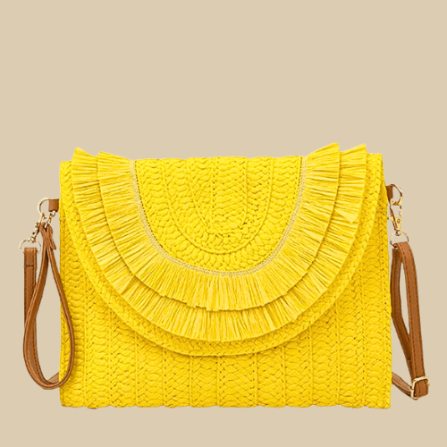 Straw Clutch Bag for Women, Summer Wedding and Bridesmaid Purse in Hot Pink, styled as a SheSelects summer accessory