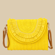 Straw Clutch Bag for Women, Summer Wedding and Bridesmaid Purse in Hot Pink, styled as a SheSelects summer accessory