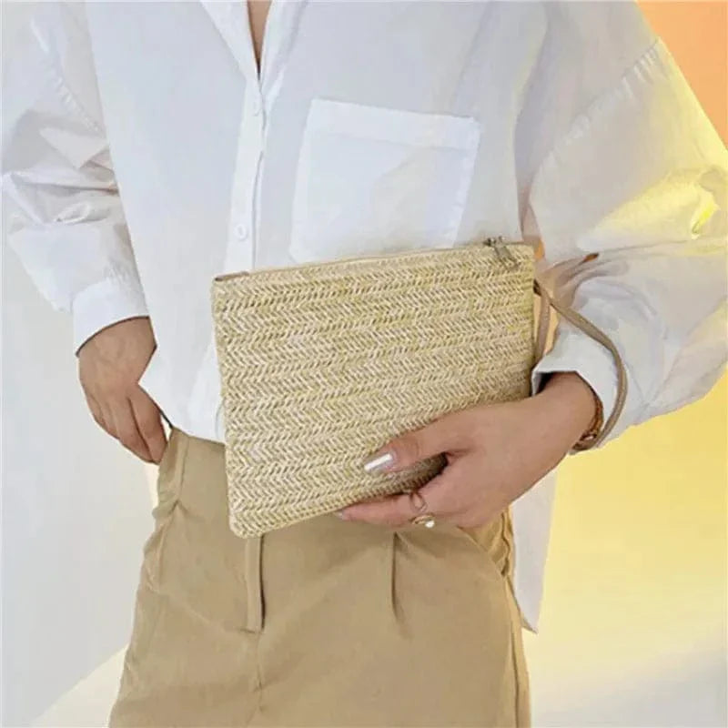 Straw Clutch Bag for Women, Summer Wedding and Bridesmaid Purse