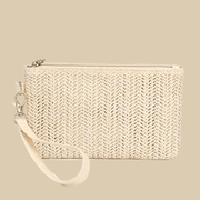 Straw Clutch Bag for Women, Summer Wedding and Bridesmaid Purse in White, styled as a SheSelects summer accessory