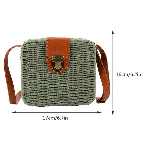 Straw Crossbody Bag for Women, Woven Summer Purse with Easy Strap in Beige, styled as a SheSelects summer accessory