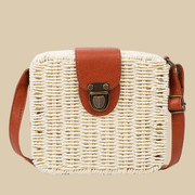 Straw Crossbody Bag for Women, Woven Summer Purse with Easy Strap in Beige, styled as a SheSelects summer accessory