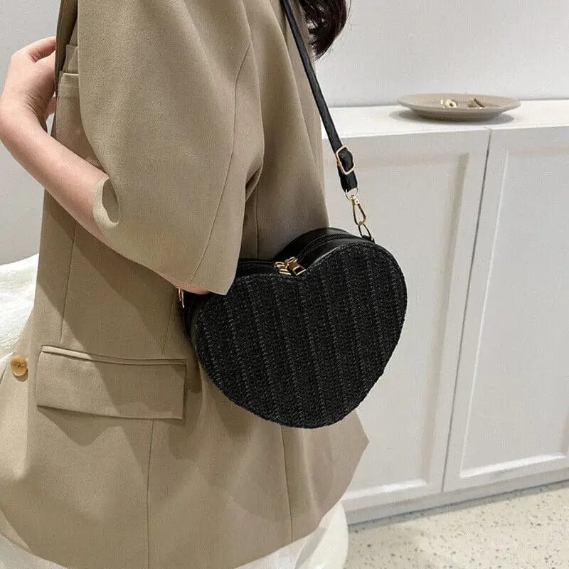 Straw Summer Bag for Women, Natural Summer Vacation Purse in Black, styled as a SheSelects summer accessory