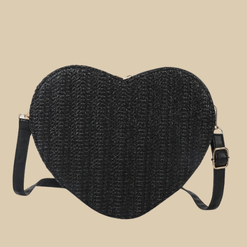 Straw Summer Bag for Women, Natural Summer Vacation Purse in Black, styled as a SheSelects summer accessory