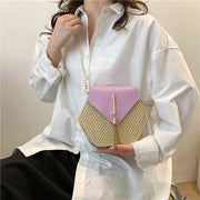 Straw Clutch Bag for Women, Summer Wedding and Bridesmaid Purse in Hot Pink, styled as a SheSelects summer accessory