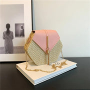 Straw Clutch Bag for Women, Summer Wedding and Bridesmaid Purse in Hot Pink, styled as a SheSelects summer accessory