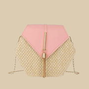 Straw Clutch Bag for Women, Summer Wedding and Bridesmaid Purse in Hot Pink, styled as a SheSelects summer accessory