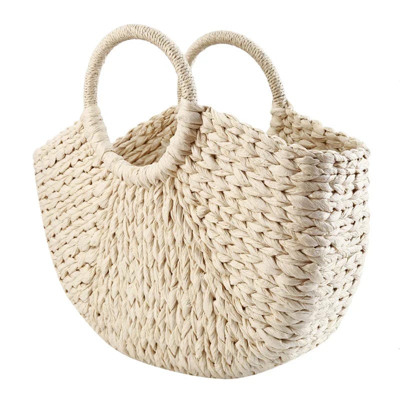 Straw Handbag for Women, Natural Woven Summer Purse in Black, styled as a SheSelects summer accessory