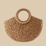 Straw Handbag for Women, Natural Woven Summer Purse in Black, styled as a SheSelects summer accessory