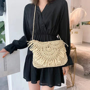 Raffia Handbag for Women, Natural Woven Summer Purse in Beige, styled as a SheSelects summer accessory