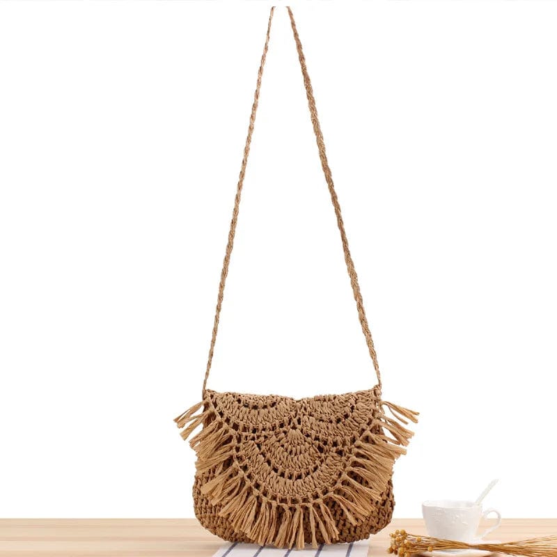 Raffia Handbag for Women, Natural Woven Summer Purse in Beige, styled as a SheSelects summer accessory
