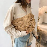 Raffia Handbag for Women, Natural Woven Summer Purse in Beige, styled as a SheSelects summer accessory