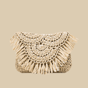 Raffia Handbag for Women, Natural Woven Summer Purse in Beige, styled as a SheSelects summer accessory
