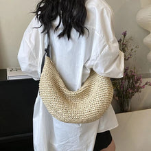 Straw Hobo Bag for Women, Relaxed Woven Summer Shoulder Purse
