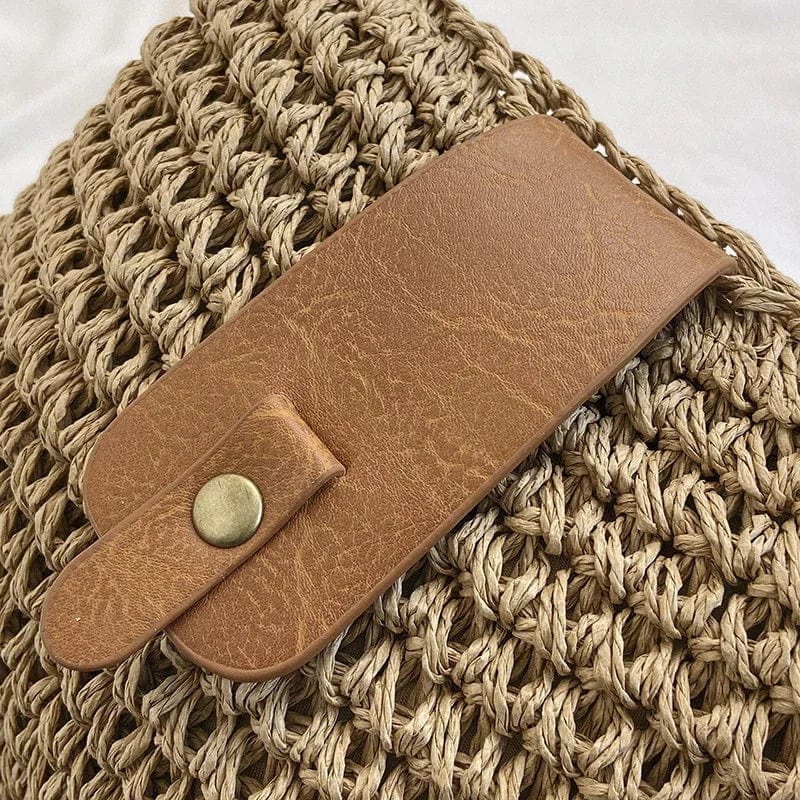Straw Crossbody Bag for Women, Woven Summer Purse with Easy Strap in Beige, styled as a SheSelects summer accessory