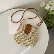 Straw Crossbody Bag for Women, Woven Summer Purse with Easy Strap in Beige, styled as a SheSelects summer accessory