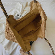 Straw Tote Bag for Women, Woven Summer Beach and Vacation Purse, styled as a SheSelects summer accessory