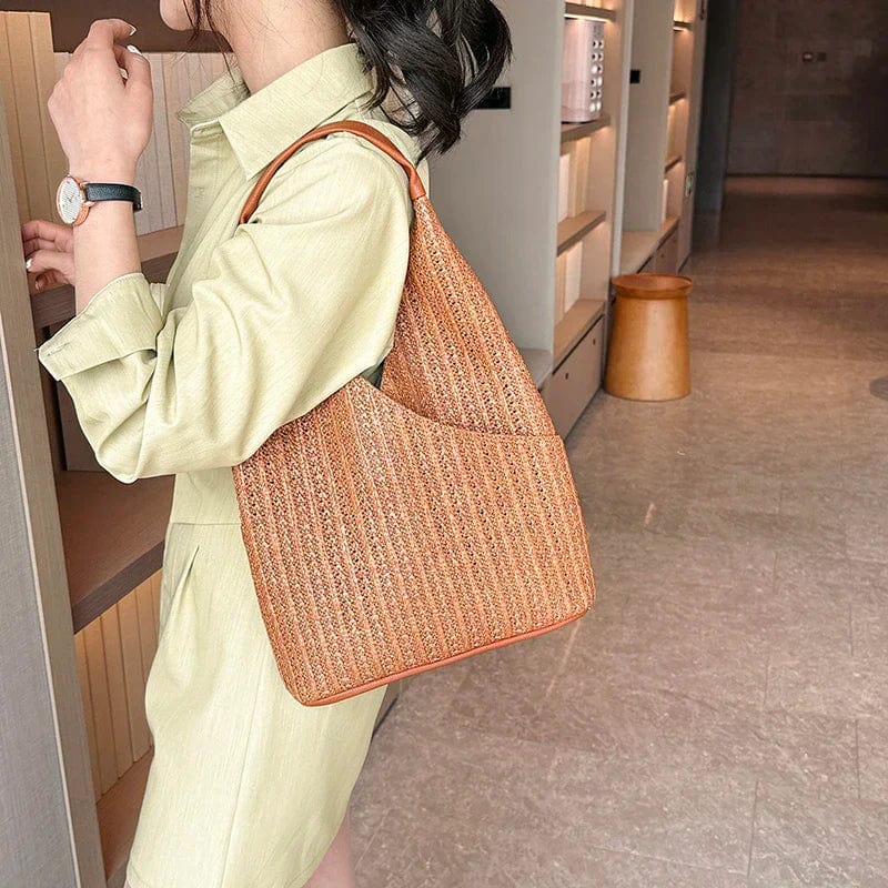 Straw Shoulder Bag for Women, Natural Woven Summer Purse