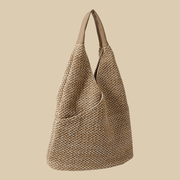 Straw Shoulder Bag for Women, Natural Woven Summer Purse in Beige, styled as a SheSelects summer accessory