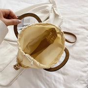 Straw Crossbody Bag for Women, Woven Summer Purse with Easy Strap in Khaki, styled as a SheSelects summer accessory