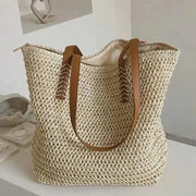 Straw Crossbody Bag for Women, Woven Summer Purse with Easy Strap in Beige, styled as a SheSelects summer accessory