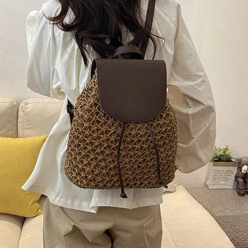 Straw Backpack for Women, Lightweight Summer Travel Bag