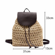 Straw Backpack for Women, Lightweight Summer Travel Bag in Beige, styled as a SheSelects summer accessory