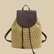 Straw Backpack for Women, Lightweight Summer Travel Bag in Beige, styled as a SheSelects summer accessory