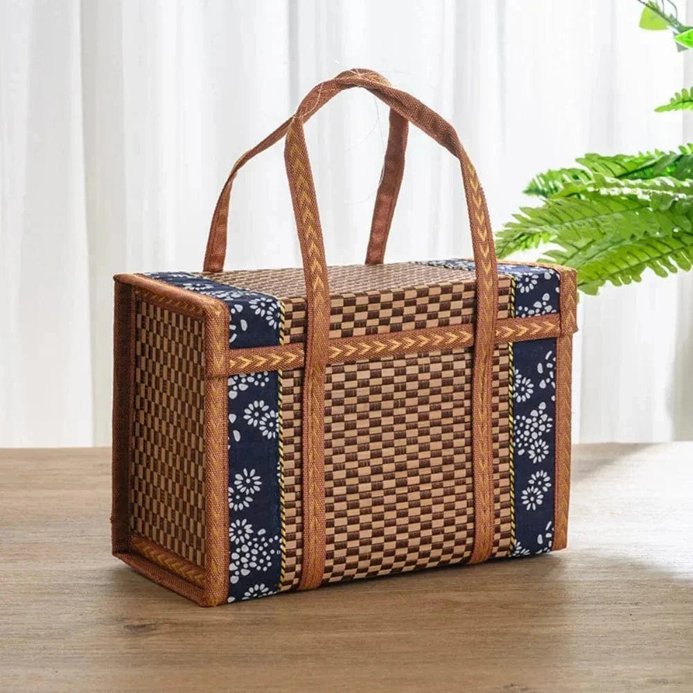 Straw Basket Bag for Women, Beach Vacation and Market Purse, styled as a SheSelects summer accessory