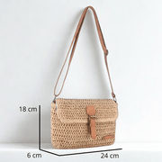 Straw Beach Bag for Women, Lightweight Summer Vacation Purse in Khaki, styled as a SheSelects summer accessory