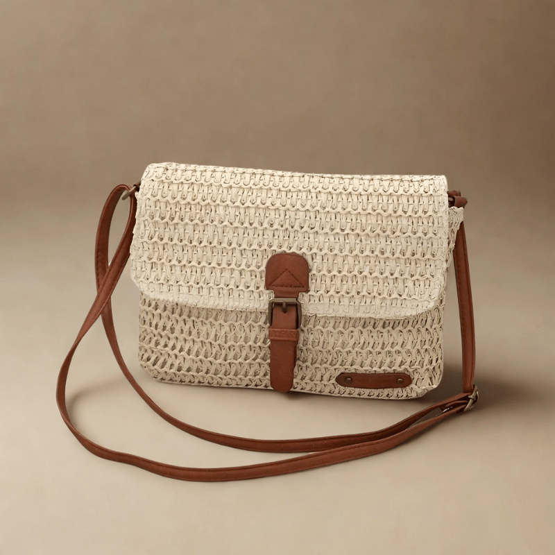 Straw Beach Bag for Women, Lightweight Summer Vacation Purse in Khaki, styled as a SheSelects summer accessory