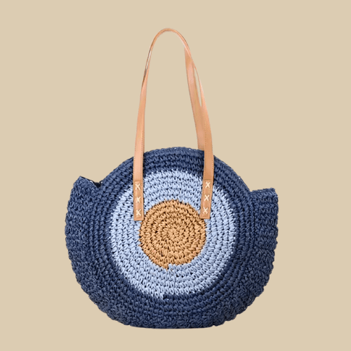 Straw Tote Bag for Women, Woven Summer Beach and Vacation Purse in Beige, styled as a SheSelects summer accessory