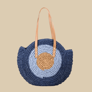 Straw Tote Bag for Women, Woven Summer Beach and Vacation Purse in Beige, styled as a SheSelects summer accessory